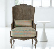 Julian Chichester Luberon chair in Hugh St Clair fabric Teal Gold Large Oval